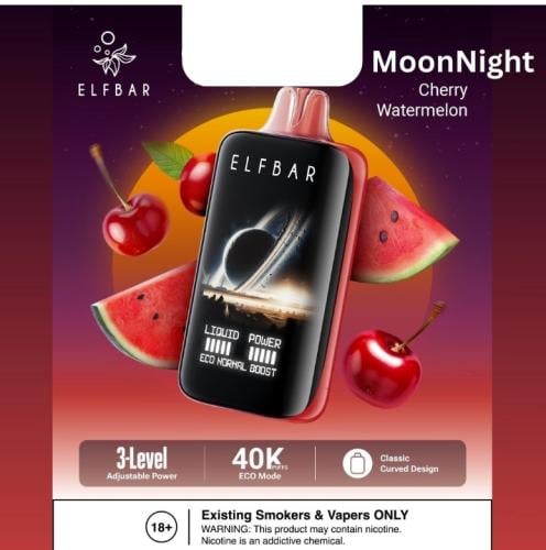 سحبة الف بار مون نايت 40000 سحبة كرز بطيخ ELFBAR M...