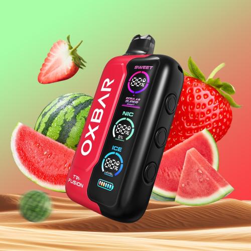 سحبة أوكس بار تي ار اي فيوجن 40K سحبة فراولة بطيخ OXBAR TRI-FUSION 40K PUFFS STRAWBERRY WATERMELON