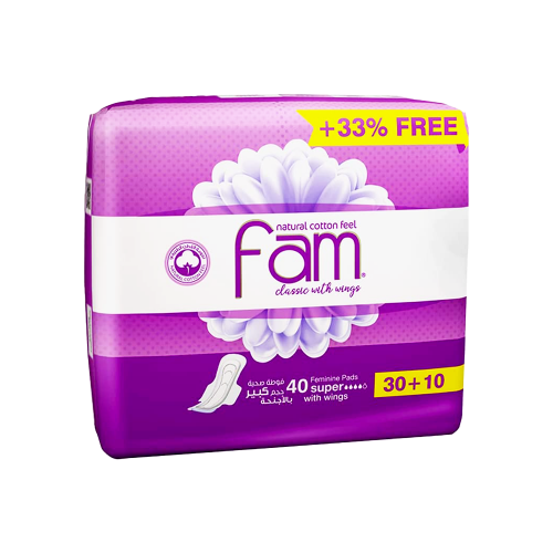 فام ماكسي فوط صحية نسائية بالأجنحة 3+1-FAM SUPER W...
