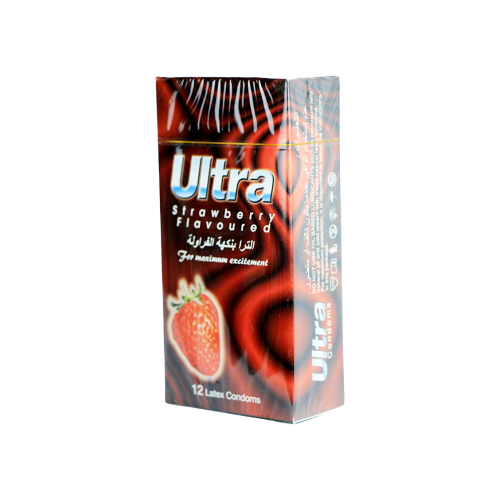 الترا واقي ذكري 12 حبة ( بالفراولة)-ULTRA STRAWBER...