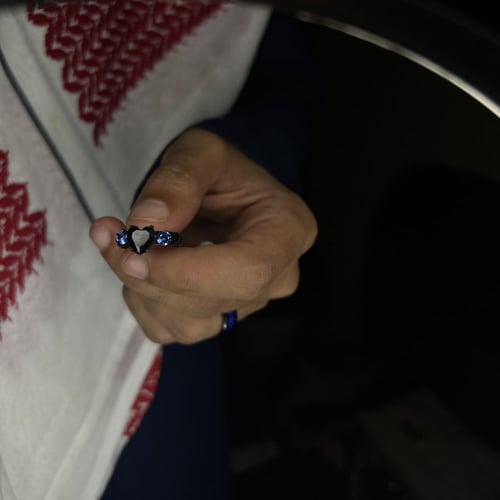 خاتم نسائي قلب ازرق غامق