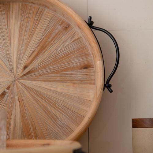 صينية دائري خشب ريفي