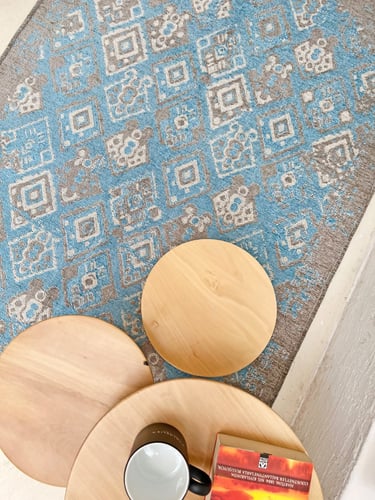 سجاد تركي وجهين اللون أزرق