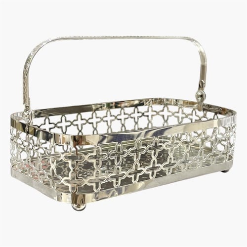 صينية مستطيل فضي بشيال