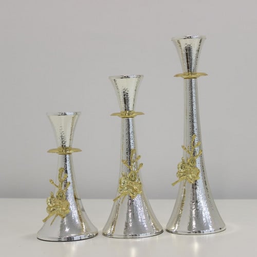 شمعدان حديد أنيق فضي مذهب