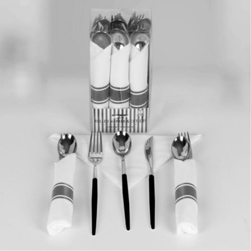 طقم ضيافة بلاستك فضي ل 6 أشخاص