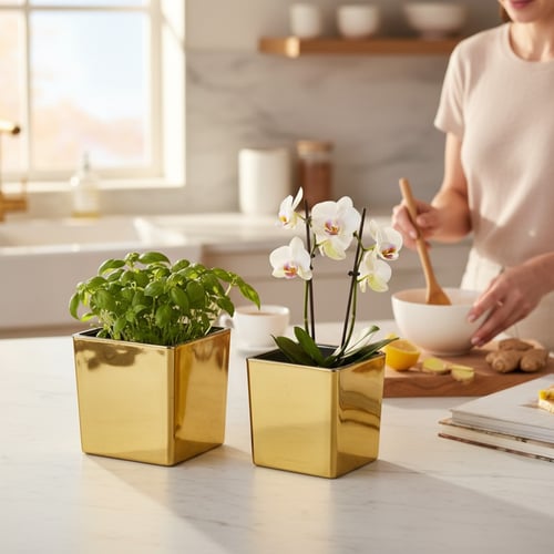 فازة زجاج ذهبي مقاسين