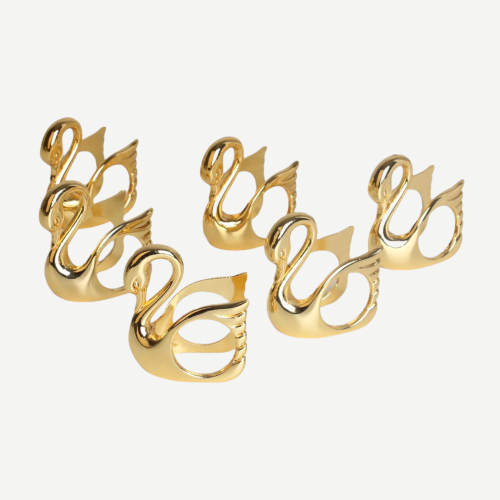 طقم خاتم مناديل ذهبي