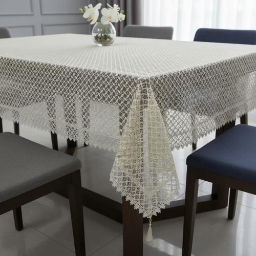 مفرش طاولة تركي مربع مقاس ١٣٥*١٣٥ سم لون سكري