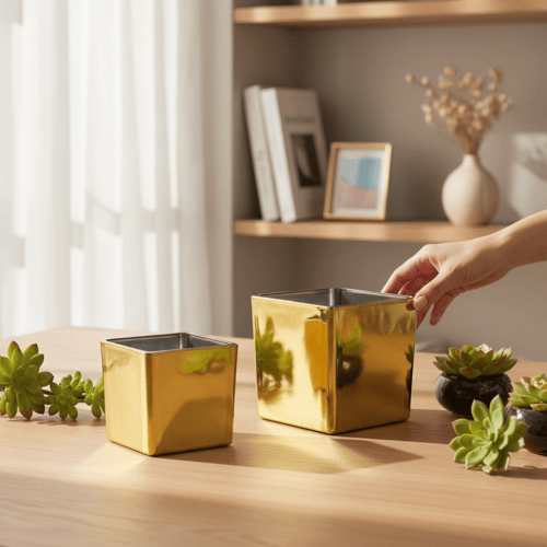 فازة زجاج ذهبي مقاسين