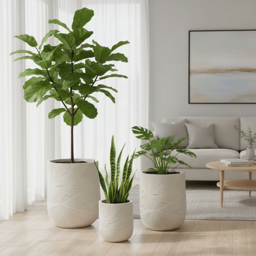 مركن أشجار جبس داخلي وخارجي لون بيج