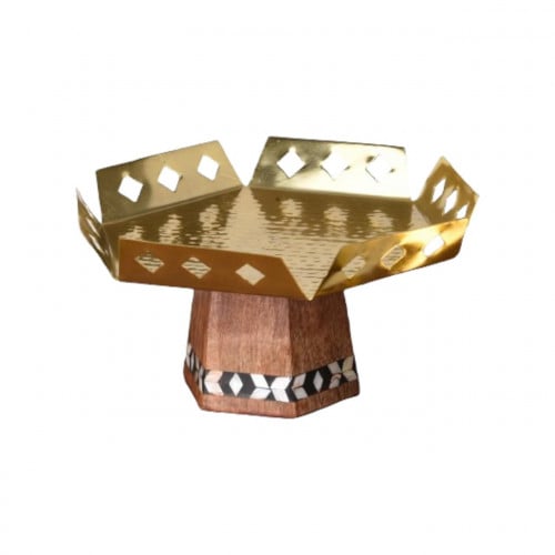 ستاند تقديم ذهبي قاعدة خشب