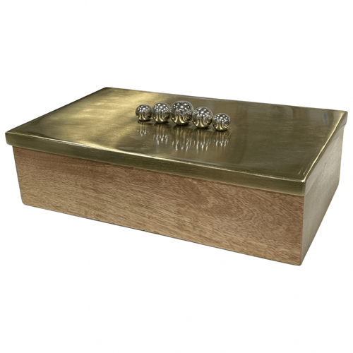 علبة تقديم خشب هندي غطاء حديد