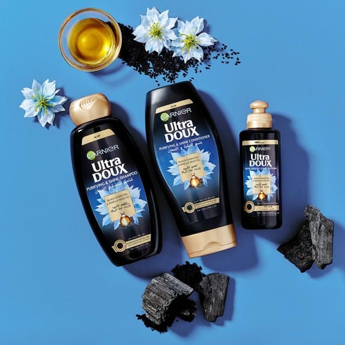 غارنيه الترا دو كريم للشعر بالفحم و حبة البركة 200...