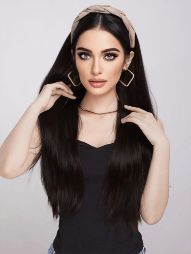 وصلة شعر أسود بطوق