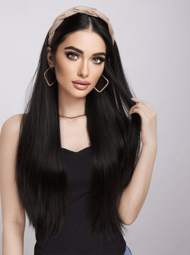 وصلة شعر أسود بطوق