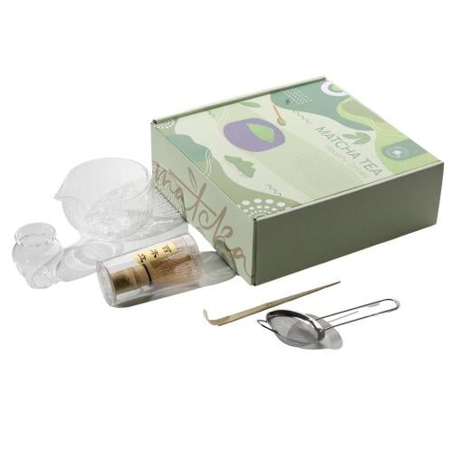 طقم تحضير ادوات الماتشا - زجاج شفاف | 5في1