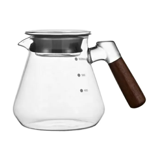 سيرفر V60 زجاج بمقبض خشبي - 02 | 600m V60 Coffee S...