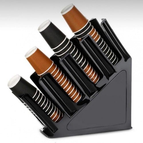 ستاند حامل ومنظم للاكواب بلاستيكي | اسود | 4 خانات