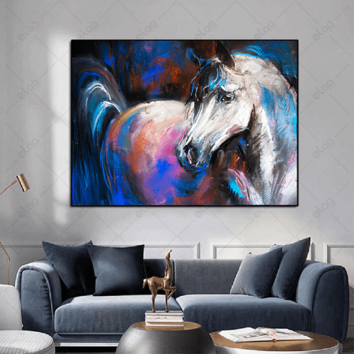 لوحة فن تجريد خيل باللوان مختلفة