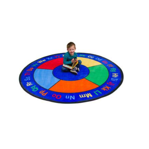 Educational round carpet of English letters for ch...
