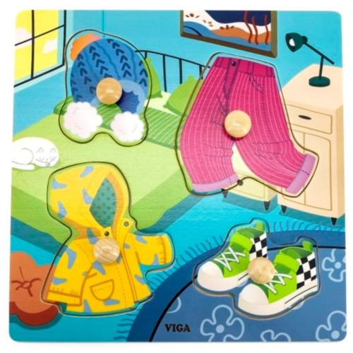 Educational puzzle for children matching clothes s...