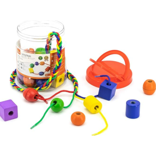Educational thread and bead game for children, dev...
