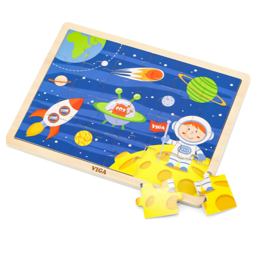 Educational wooden puzzle for children space 24 pi...