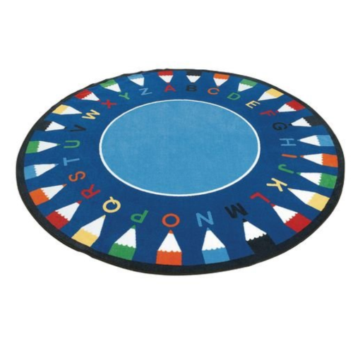 Educational round carpet of English letters for ch...