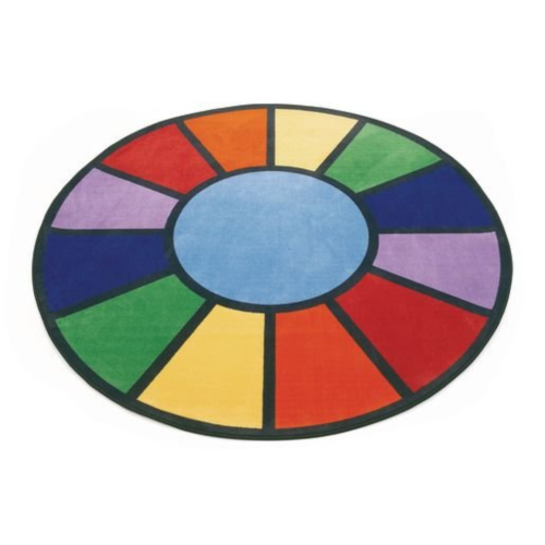 Rainbow-colored round carpet for children, 275 cm diameter