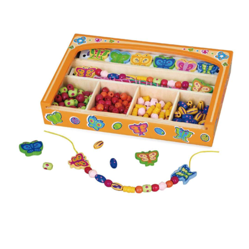Educational bead game for children to make necklac...