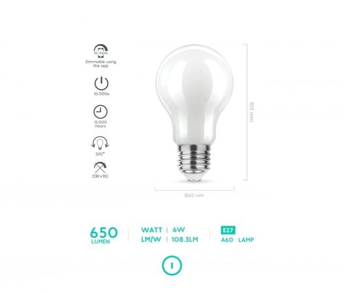 لمبة E27 ذكية 650 لومين درجة لون الاضاءة 6500K-180...
