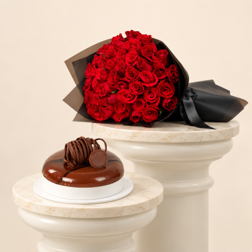 Galaxy Cake from Ani & Dani | Bouquet of 50 Red Roses