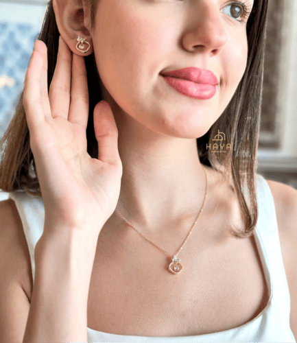 طقم جميل بنعومة الذهب.. مطلي (عقد سلسال + حلق)