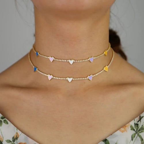 شوكرات قلوب.. مزينة بالزريكون