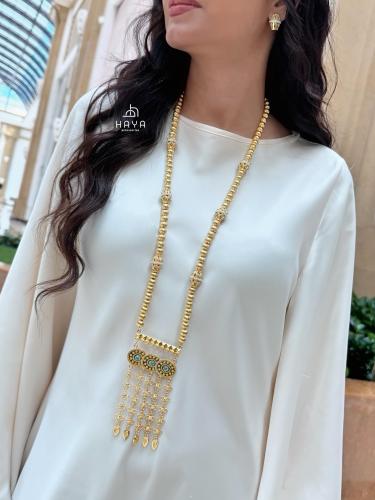 طقم (سلسال طويل + حلق) مطليين