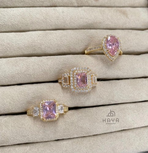 خاتم مطلي فاخر .. مزين بالزريكون