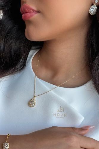 طقم بوشرن مطلي (سلسال + حلق + اسوارة)