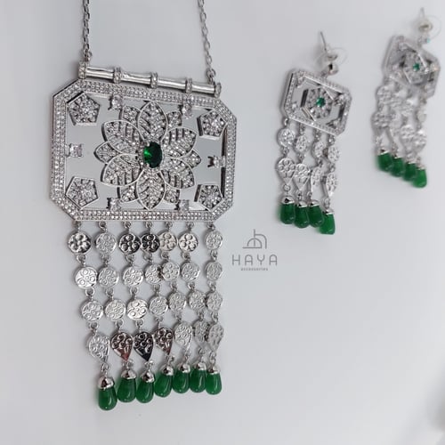 طقم فاخر (سلسال + حلق) مطليين