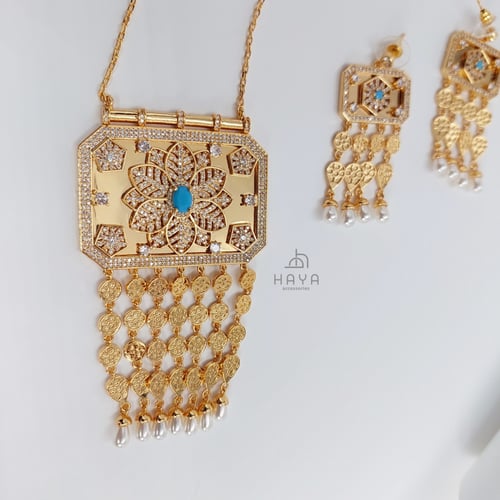 طقم فاخر (سلسال + حلق) مطليين