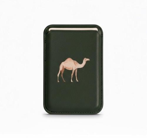 Leather cardholder, Olive green
