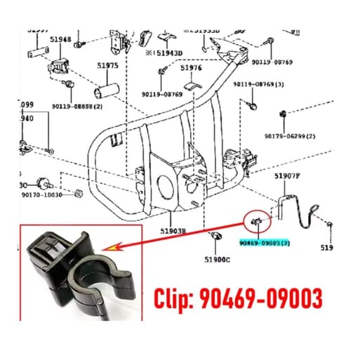 كلبس تثبيت قاعدة اسبير علاق لاندكروزر 98-2007 اصلي