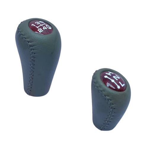 رمانة قير شاص ربع جلد رصاصي مع خشبي غامق