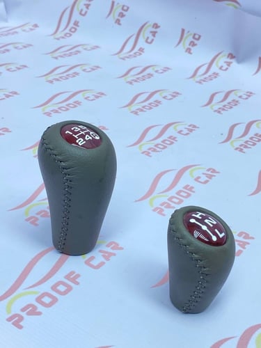 رمانة قير شاص ربع جلد رصاصي مع خشبي غامق