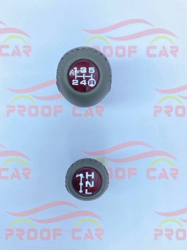 رمانة قير شاص ربع جلد رصاصي مع خشبي غامق