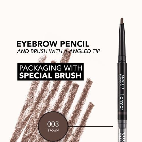 قلم حواجب مشطوف مع فرشاة من فلورمار - بني 03