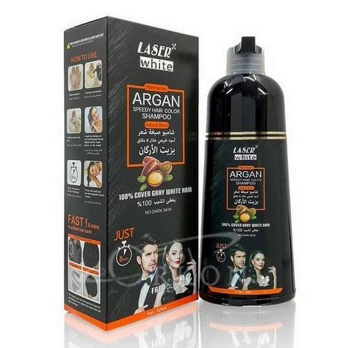شامبو صبغة شعر بزيت الارجان من ليزر وايت اسود بني...