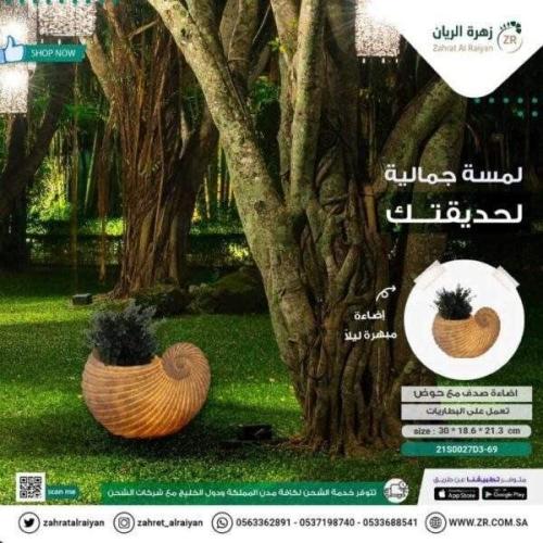 اضاءة صدف مع حوض تعمل علي البطاريات