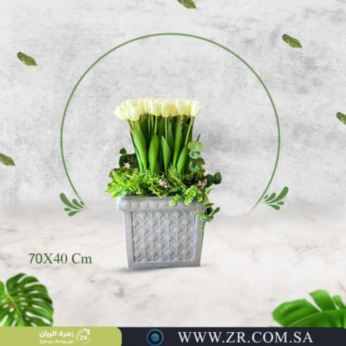 حوض ورد تيوليب صناعى بلاستيك مزخرف