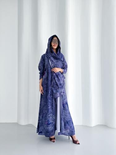 86# عباية شيفون مع بطانه وطرحة شيفون قصة نص كلوش